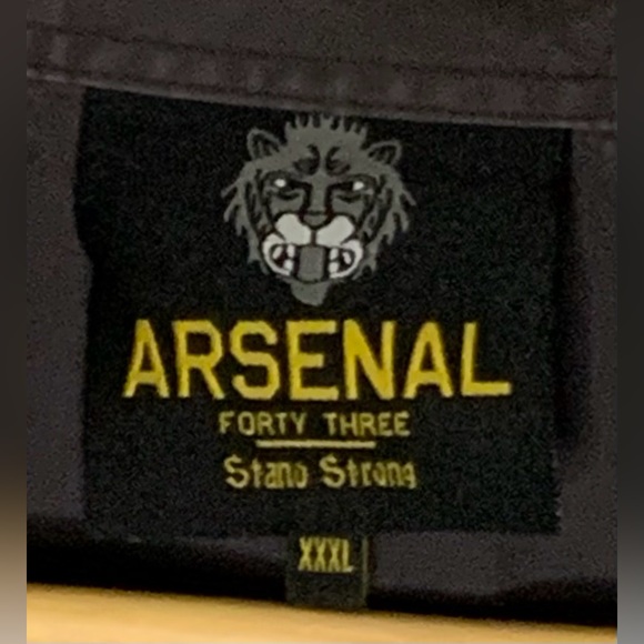 Arsenal - Military Style Button Up Short Sleeve Top With Iron On Patch Detail - Picture 10 of 11
